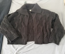 Universal Thread Women XXL Cardigan Black Soft ChunkKnit Open Front Shawl Croppd