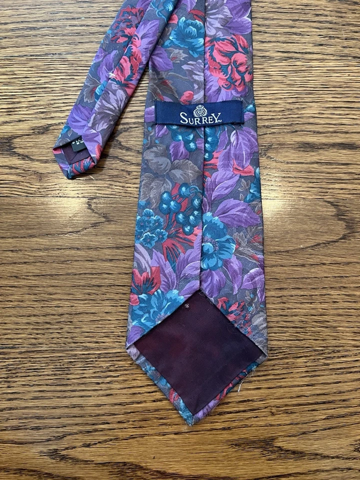 Vintage Surrey Multicolor Floral Design Tie Retro 60s 70s Made in USA - Image 3 of 4