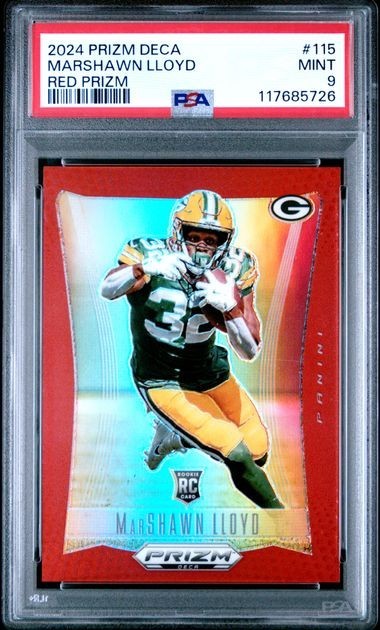 2024 PANINI PRIZM DECA #115 MARSHAWN LLOYD RED PRIZM 86/199 PSA MINT 9