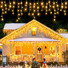 Icicle Lights for outside 66FT 640 LED Warm White Christmas Lights Outdoor Con