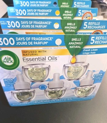 Air Wick FRESH LINEN Scented Oil 20 Refills  NEW LOT OF 4 Packages Of 5 Each =20