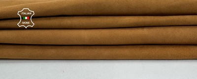 SANDY BROWN SUEDE 2 SHADES Thick Soft Goat Leather 2 skins 4sqf 1.2mm #C7721