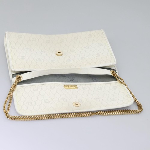 Borsa a tracolla Christian Dior tela nido d'ape catena PVC pelle bianca originale KD140 - Foto 19 di 24