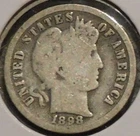 Silver Dime - Barber - 1898-O (Light scuff on head)