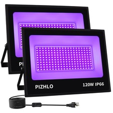 2 Pack 120W LED Black Light, Blacklight Flood Light with Plug Switch, IP66 ...