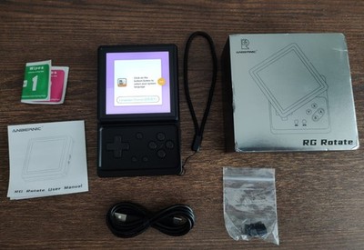 Anbernic RG Rotate Spielekonsole Schwarz Neuwertig + 128GB Speicherkarte + OVP!!