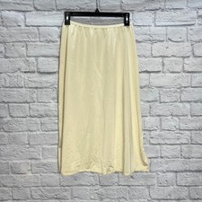 Vintage Shadowline Half Slip Pillow Tab Ivory Size M Lace Trim Side Slits