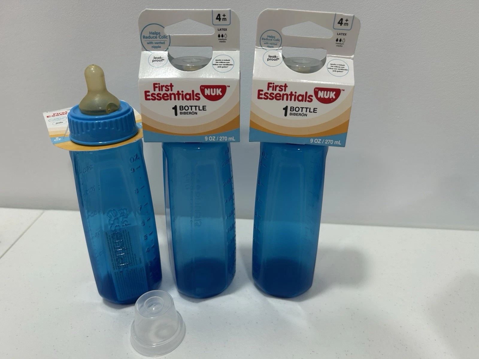 Gerber NUK Baby Bottles With Latex Nipples 3 In Lot BLUE