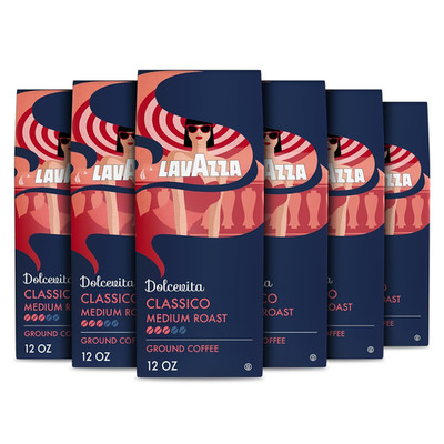 Lavazza Dolcevita Classico Ground Coffee 6 Bags of 12Oz, Medium Roast, Rich and