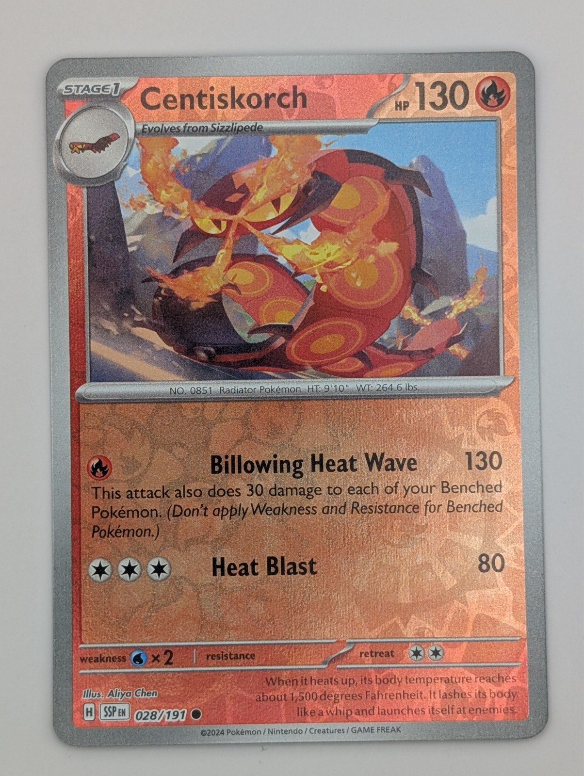 2024 Pokemon Surging Sparks REVERSE HOLO Centiskorch #28/191 R