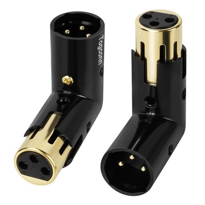 Togconn Adjustable 3-PIN Right Angle XLR Adapter 2 Pack, 90 Degree XLR Male/F...