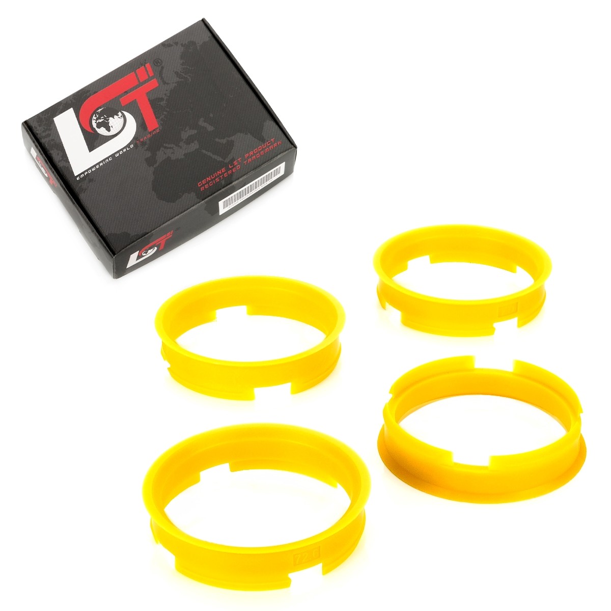 4x centering rings spacers for alloy wheels Ø 65.1 mm - Ø 72.6 mm for DAEWOO