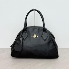 VIVIENNE WESTWOOD Yasmin Leather Handbag Black Orb Gold Hardware Used From Japan