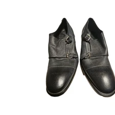 John Varvatos Double Monk Strap Leather Dress Shoes Black Mens Size 12 M