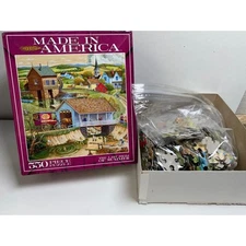 Ceaco Made in America Jigsaw Puzzle 550 Piece The Last Swim of Summer Complete!