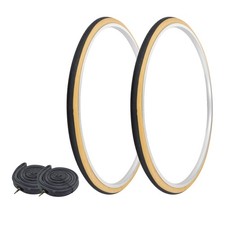 PRO TIRES 27" x 1-1/4" Black/Gum P-148 W/ HEAVYDUTY TUBES 33mm Presta Valve