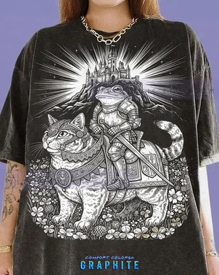 Frog Knight Warrior Toad Armored Cat Fantasy Animal Comfort Tee