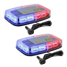 2pcs Red And Blue Strobe Lights10 Inch 16 Flashing Modes Waterproof Red