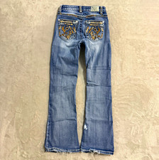 Vintage Y2K Western Blue Faded Low Rise Light Wash Bootcut Jeans Girls 14
