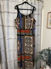 ENFOCUS Women Multi-Color Lined Maxi Dress Plus Size 20W