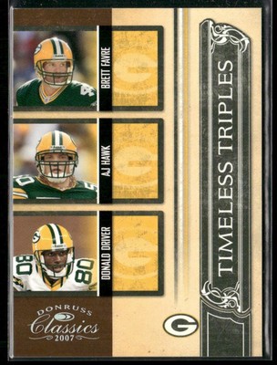 2007 Donruss Classics #TT-7 Driver Favre Hawk Timeless Triples Silver #/250