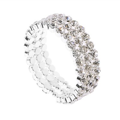 Rhinestone Studded Bracelet Open Three Layer Bangle For Women