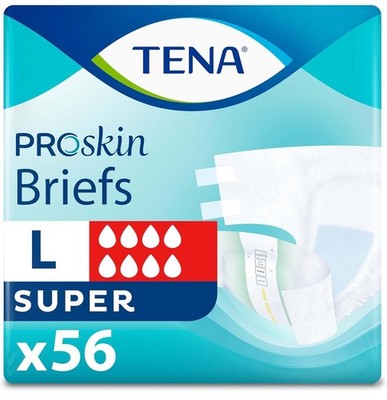 TENA ProSkin Super Incontinence Adult Diapers, Maximum Absorbency,L- 56CT