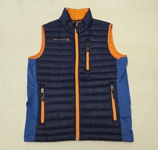 Free Country Puffer Vest Jacket Boys 14-16 Large Down Zip Blue Orange