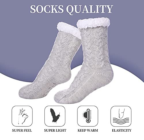 Women's Winter Super Soft Warm Cozy Fuzzy Fleece-Lined with One Size Beige - Picture 6 of 7