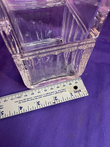 Crystal Glass Square Pressed Liquor Decanter & Stopper Sleek Whiskey Bourbon 11" - Picture 9 of 9