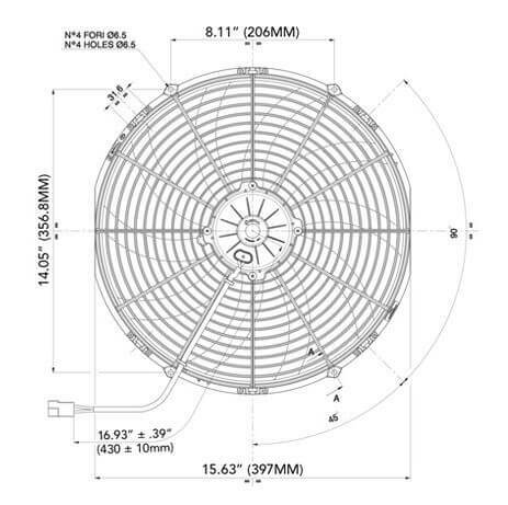 SPAL 30102049 16" High Performance Puller Fan with Curved Blades, 12V - Bild 2 von 4