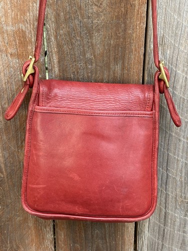Vintage Coach 9145 Legacy Flap Crossbody Shoulder Bag Red Leather - Picture 6 of 14
