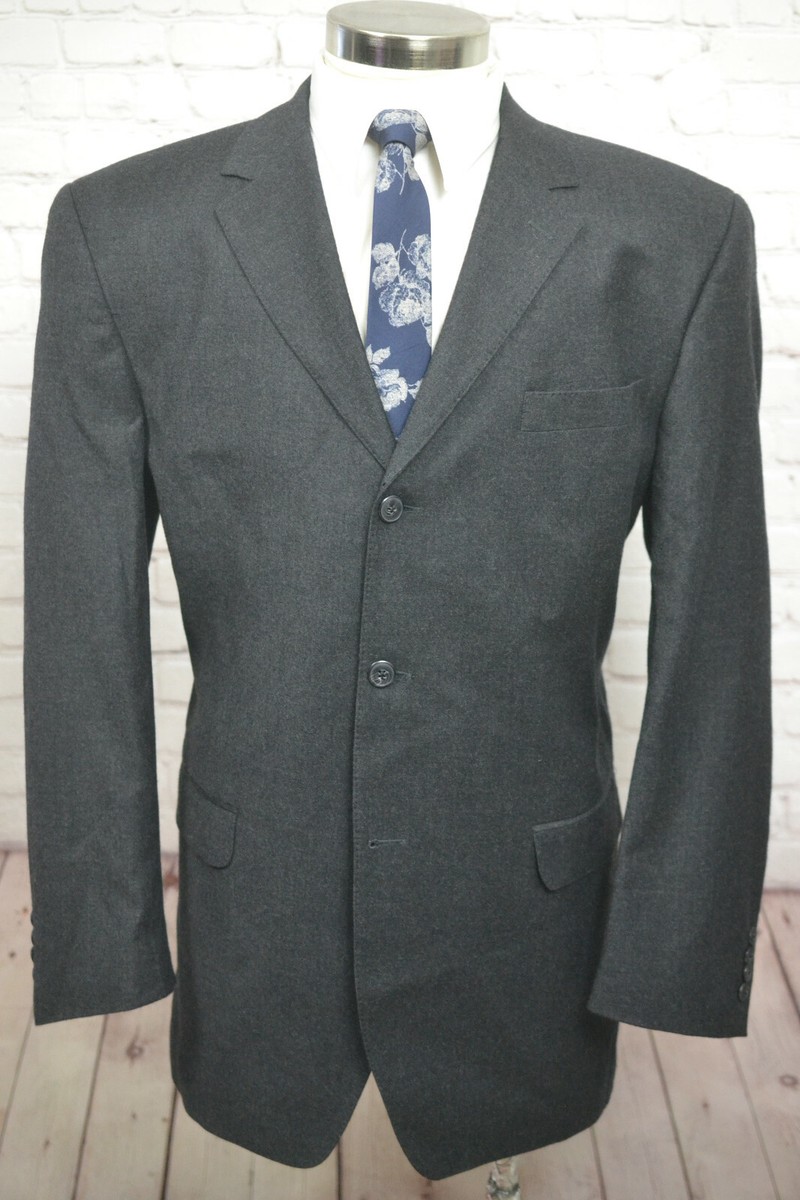 Alexander Julian Mens Gray Wool Pleated Front 2 Piece Suit