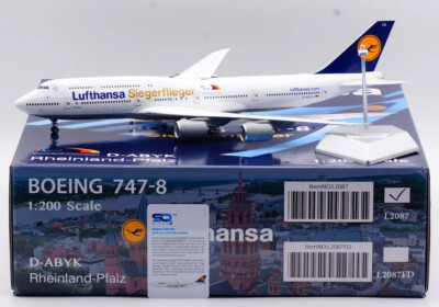 SQ Wings L2087 Lufthansa Boeing 747-8 D-ABYK Diecast 1/200 Jet Model AV Airplane