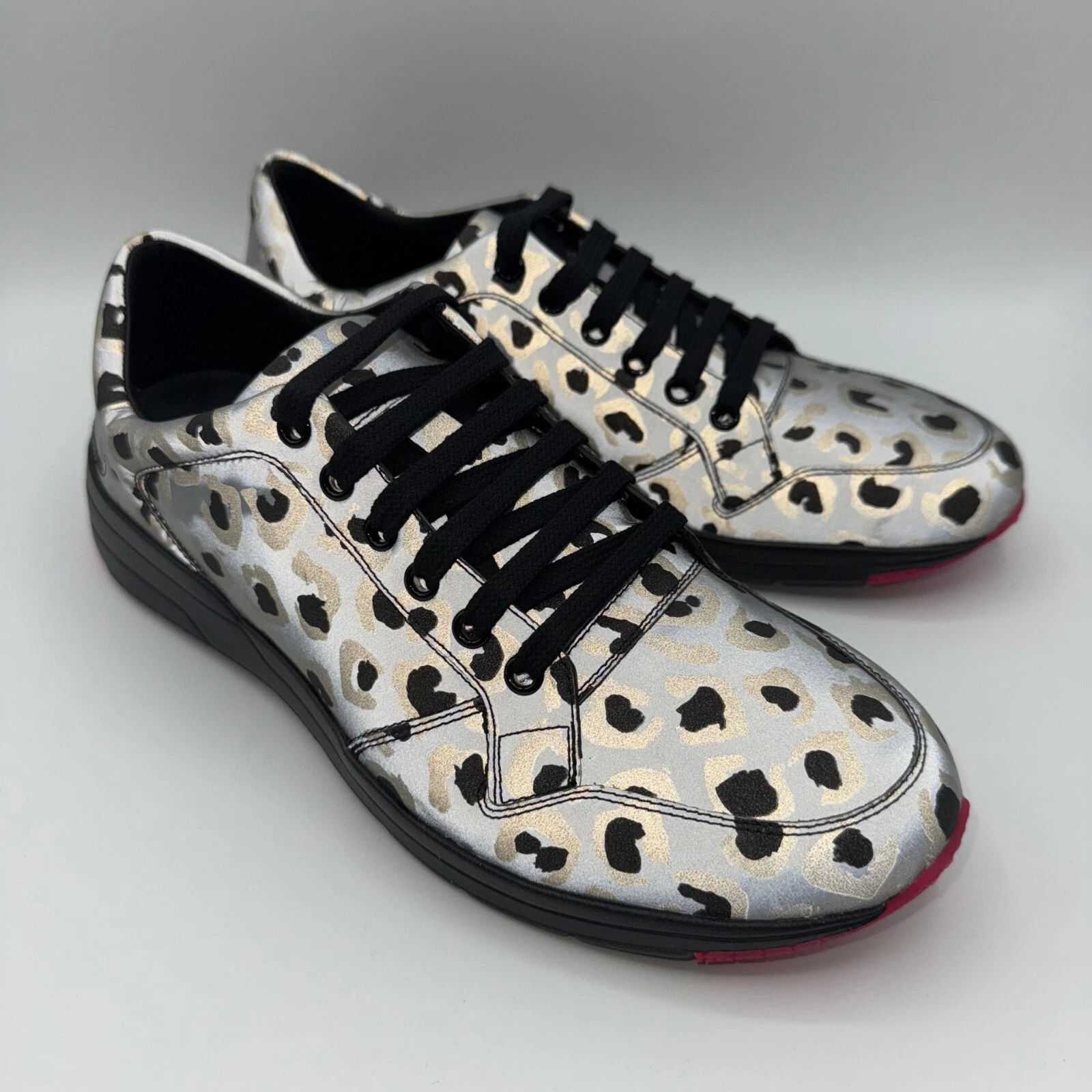 Baskets de course homme Gucci gris reflex imprimé léopard 7,5 G/US 8 368485 1400 B
