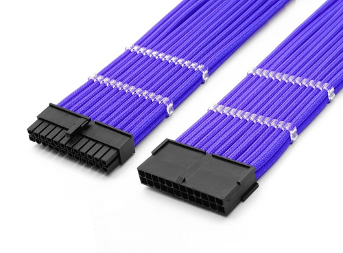 24pin ATX Motherboard 30cm Black Sleeved Extension + Cable Combs for DIY PC Case - Picture 24 of 25