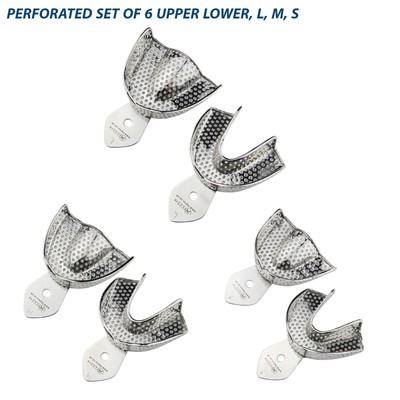 Abdrucklöffel Perforiert Edelstahl Autoclavable Dental Impression Trays Set of 6