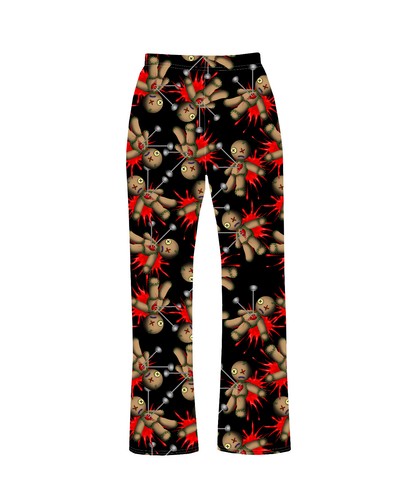 Ladies Black Gothic Voodoo Doll Pyjama Bottoms Loungewear Goth Punk Emo Gift - Picture 3 of 3