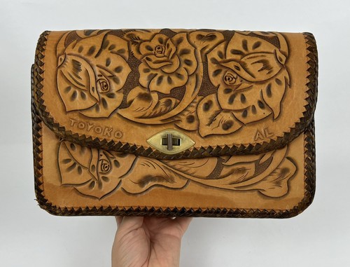 Vintage mexikanische verzierte Blumen Rose Clutch Handtasche Boho Western - Bild 1 von 17