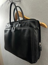 Levenger Black Leather Laptop Bag Messenger Unisex Brief Case