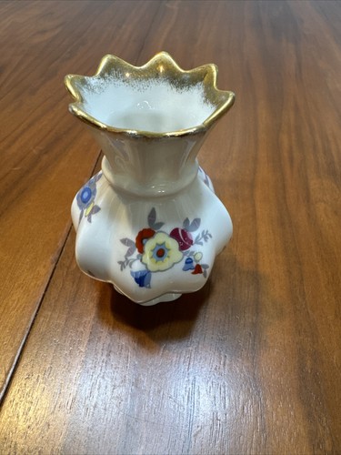 3" Tall Made In Japan Floral Bud Vase White Gold Trim - Picture 4 of 11