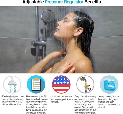 RV Water Pressure Regulator for Camper. Brass Lead-free Adjustable Water... - Picture 3 of 8