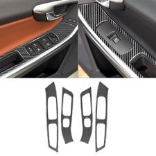 4Pcs Carbon Fiber Window Lift Switch Panel Cover Trim For Volvo V60 S60 2010-17