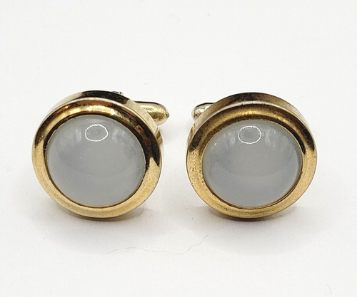 La Mode Round Gold Tone Red White Blue Lucite Insert Changeable Vtg Cufflinks - Picture 3 of 13