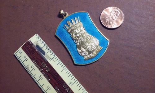 Stunning Vintage Chinese Peking Brass & Enamel Pendant - Picture 4 of 4