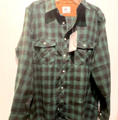 Men's Stylish Flannel Long-sleeve Shirt by SR of Germany~Sz. L~Green/Black/Brown