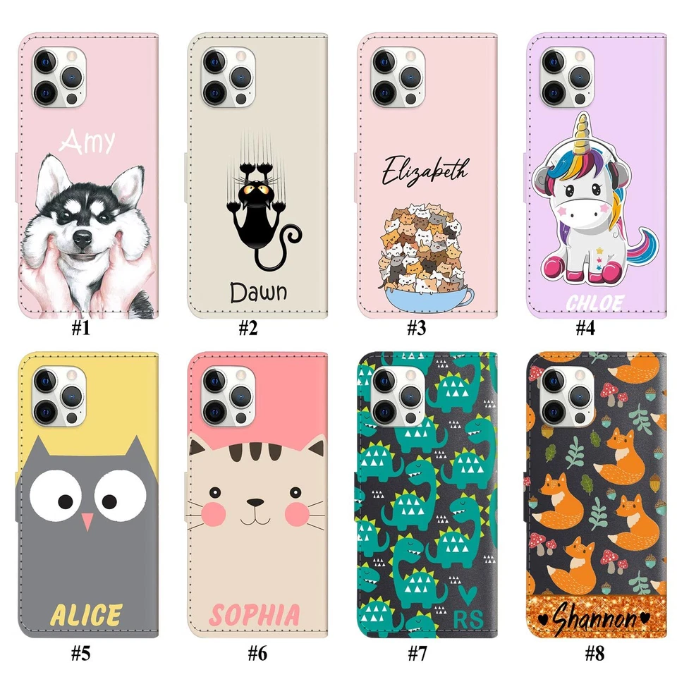 Personalised Flip Wallet Phone Case For iphone 16 15 Pro Max 14 13 12 11 Cover - Image 2 of 4