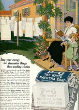 Anuncio original de jabón de nafta blanca Proctor & Gamble 1916 Mamá y niña de gran tamaño