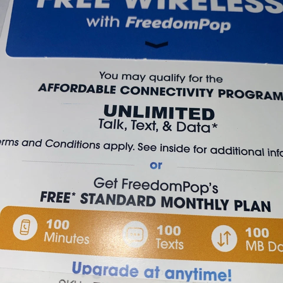 FreedomPop Bring Phone SIM Kit Free Wi-Fi Calling 100 Mb Call iPhone Yellow One - Image 3 of 4