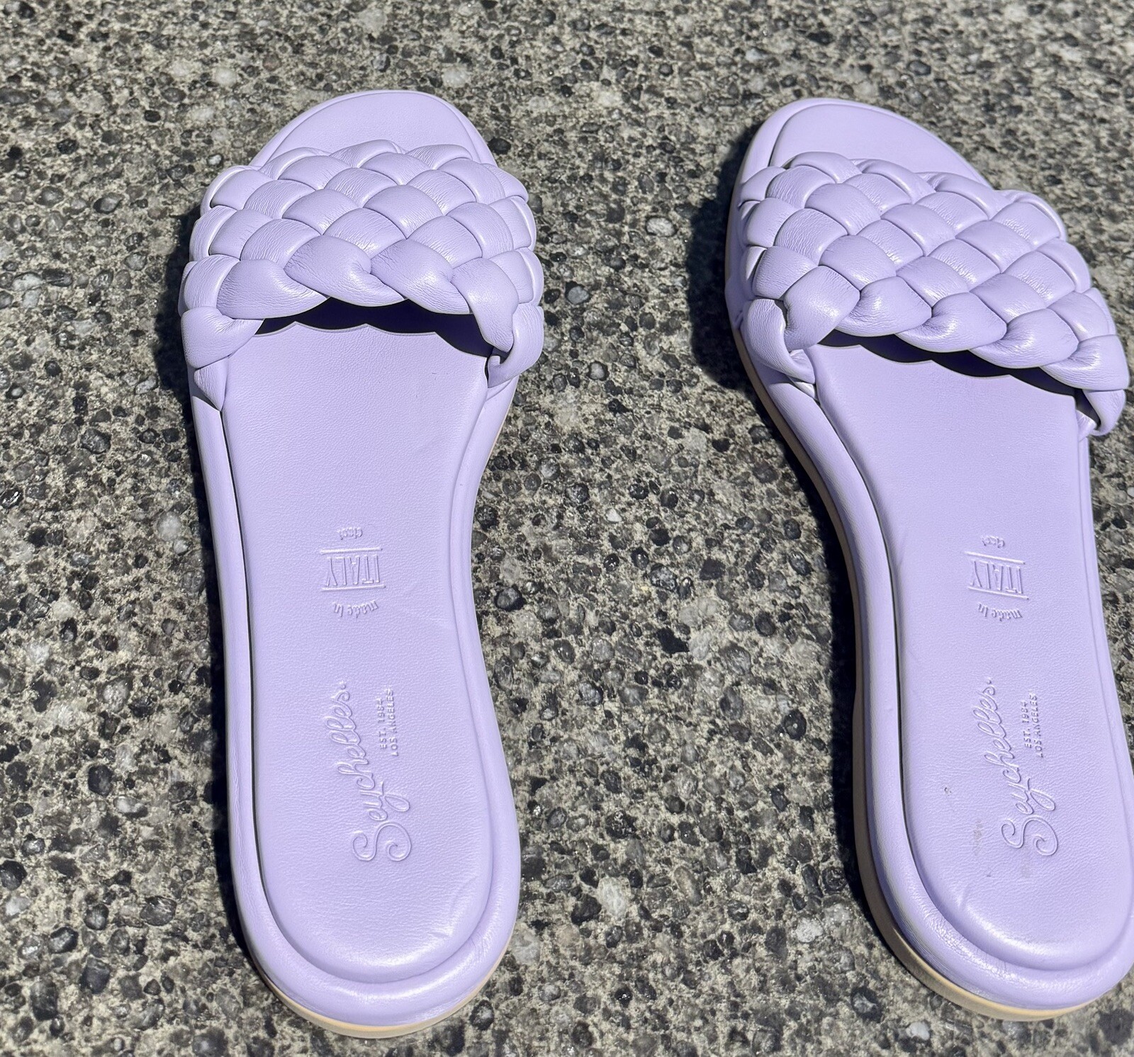 APL SEYCHELLES Bellissima sandali donna pelle LAVANDA slip on slide tessuto taglia 8 5